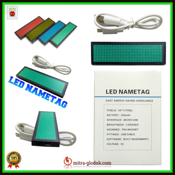 LED Nametag (Mini Running Text) |GREEN-BLUE-YELLOW