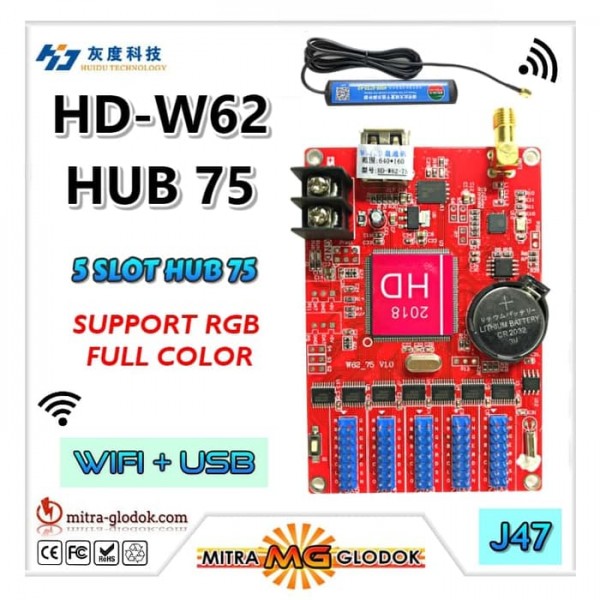 HD-W62 Running Text Controller Card HUB 75 | 1280 x 80 + ANTENA