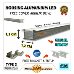 Housing Alumunium Aluminium LED Strip / Rigid / Bar | Type D - Inbow  Cover Dove - 1 Meter