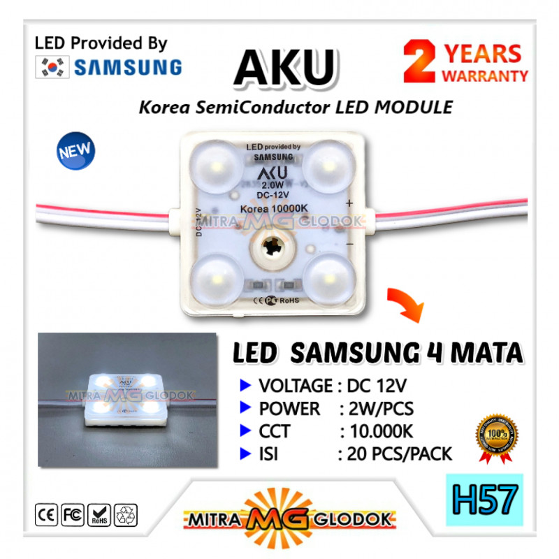 LED Module AKU Samsung Korea SMD 2835 Optic Dove Doff | 4 Mata - Putih